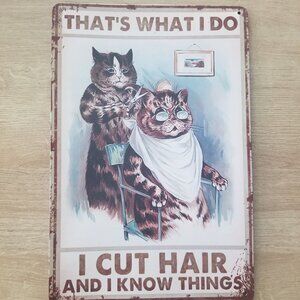 Hair Salon Stylist Cat Metal Sign